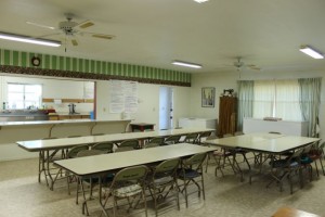 The dining room, adjacent to the Grange Hall is also available to rent.